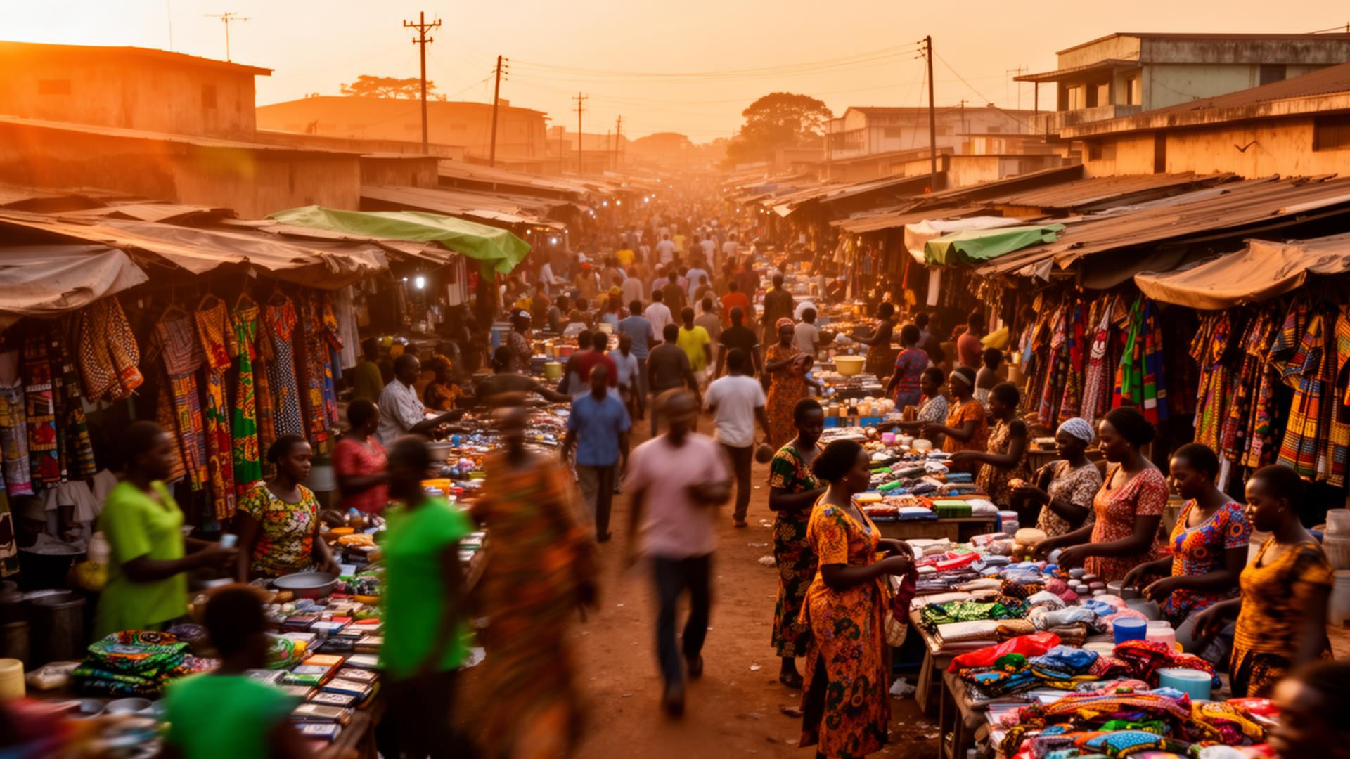Marché animé de Kinshasa